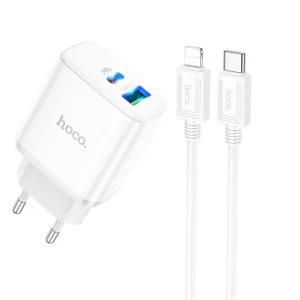 Incarcator Hoco C105A Stage + Cablu USB-C to Lighting (PD20W+QC3.0) [White]